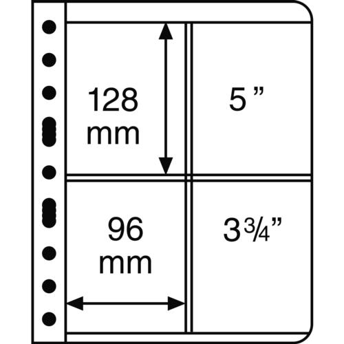 Black Vario 2ST-  Stamp Pocket Refill Sheets  (128x96mm) Pack of 5