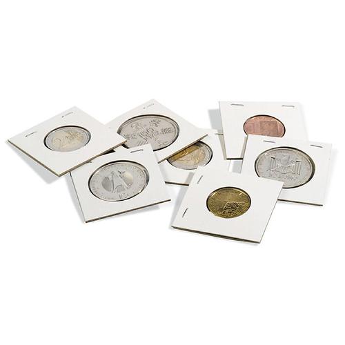 White Individual Coin Holders for Stapling pack of 100 - up to 35mm