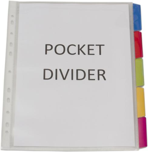 A4 Portrait Dividers - Polypropylene Pocket Dividers with 5 tabs