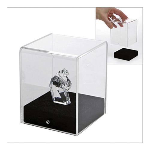 Acrylic Display Cube 100x100 with suede lined wooden base