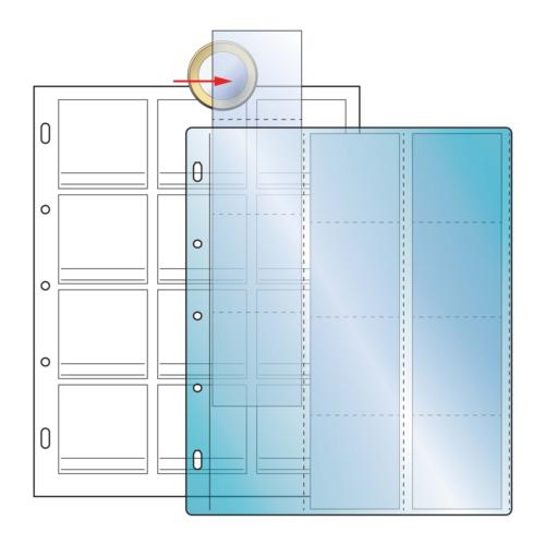 Compact 50mm coins 12 clear pockets on White Sheet (12) (pack of 10)