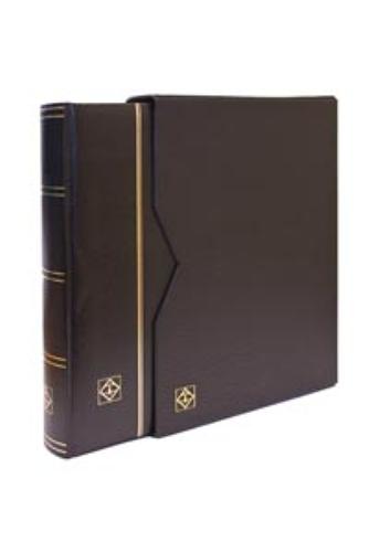 A4 Premium Leather Look Stamp Stockbook - 32 Black Pages, 64 Sides - Green